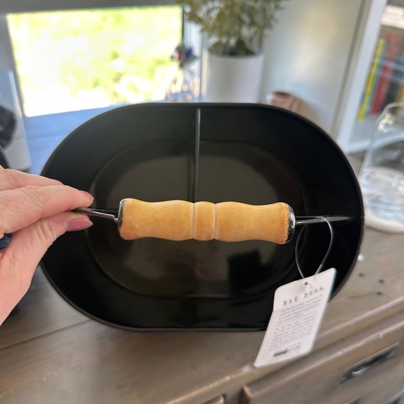 Rae Dunn Clean Caddy Black Metal Basket with Wooden Handle - Picture 2 of 3